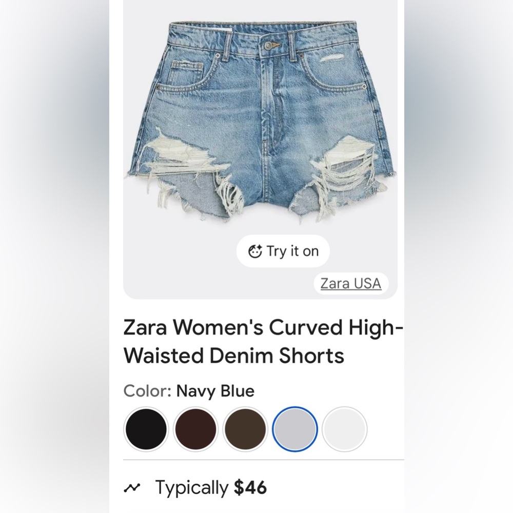 Zara Women's Navy Blue High-Waisted Denim Shorts